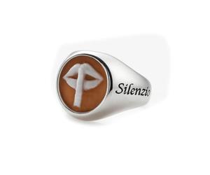 Anello argento 925 rodiato cammeo Silenzio - Saggezza | A meglio parola è chella... | Collezione Parole ’e Core Napoli gioiello artigianale unisex uomo donna