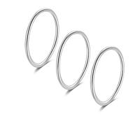 Anello Argento 925 Sterling Fedine Donna Anelli Sottili Stacking Midi Rings 3 PCS Taglia 7