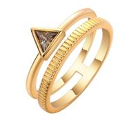 Anello Art Deco a doppia fascia in oro con gemma triangolare