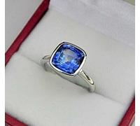 Anello astrologico in argento sterling 925 con zaffiro blu creato in laboratorio