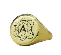 anello ateo di forma rotonda | argento sterling 925 placcato oro | gioielli da regalo, anelli con sigillo in stile vintage, gioielli fatti a mano ipoallergenici| LK_PDR_01538_11