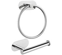 Anello autoadesivo per asciugamani e porta carta igienica, senza foratura, set di accessori da bagno in acciaio inox, robusti accessori da bagno per bagno o cucina, montaggio a parete, cromato