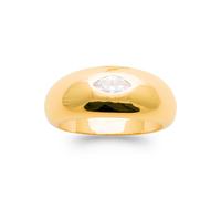 Anello Bangle Cupola Solitario Zirconio Placcato Oro 18 Carati T50 Da T60 Misto