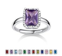 Anello Bestyle Donna Argento 925 Regolabile con Pietra Maggio Smeraldo, Anello Regolabile con Pietra Portafortuna Forma Cuore