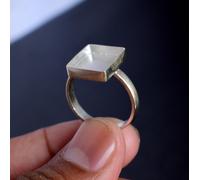 Anello bianco rettangolare sterling 925 lunetta coppa argento set propria pie...