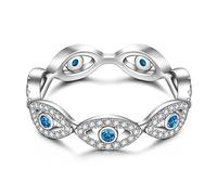 Anello blu malocchio Nazar Amuleto Ojo in argento Sterling Evil Eyes anelli per le donne Mal De Ojo zaffiro turco gioielli terzo occhio, Argento sterling, Zirconie sintetico