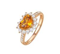 Anello Boemia, da donna, con citrino da 1,1 ct e diamante, oro rosa 9 K/14 K/18 K, O 1/2, Oro rosa 9 carati, Citrino