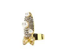 Anello Bowknot Nail Rings Finger Women Crown Flower Fashion Nail Charm Anelli Infinito Anello, Misura unica, Metallo, Nessuna pietra preziosa