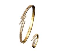 Anello braccialetto a forma di ala con intarsio in zircone for donna, regalo di gioielli estetici placcati in oro 18 carati(Gold Color)