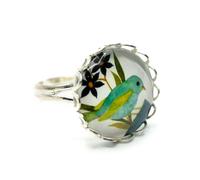 Anello Cabochon Miniblings Uccelli Natura Piume Volanti