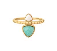 anello cai argento sterling 925 placcato oro amazzinite agata bianca triangol...