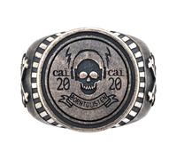 anello cai in argento sterling 925/- anello con sigillo ossidato opaco rock m...