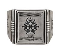 anello cai in argento sterling 925/- anello con sigillo ossidato opaco stemma...