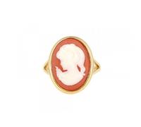 Anello Cameo Rosso Corniola Ferretto Liscio Placcato Oro 18 Carati 750/000