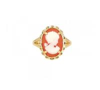 Anello Cameo Rosso E Placcato Oro 18 Carati Taglie 50-58