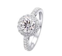 Anello celebrità da donna, set di anelli da donna a 4 punte, elegante anello in oro bianco, regalo migliore amico, 65 (20.7), Oro bianco 18 carati (750), Diamante creato