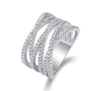 Anello celebrità migliore amica, anello da donna, vintage, 12,7 mm, a forma di X da 0,61 ct, in argento bianco 18 carati, misura 50 (15,9)