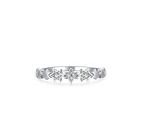 Anello celebrità migliore amica, anello di nozze semplice design a stella con moissanite circolare da 0,1 carati, oro bianco 14 carati, misura 65 (20,7)
