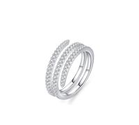 Anello celebrità migliore amica, anello gioielli elegante a più strati con moissanite rotonda in oro bianco 9 K, misura 56 (17,8)