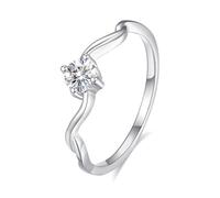 Anello celebrità migliore amica, gioielli alla moda, design ondulato, 0,3 ct, rotondo, moissanite solitaria, oro bianco platino, 950, misura 65 (20,7)