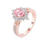 Anello celebrità per Her, anello da donna in oro rosa 9 K/14 K/18 carati, con diamanti rosa ovale da 1/2/3 ct, prodotto in laboratorio, regalo di compleanno, 21 (19,4), Diamante realizzato in