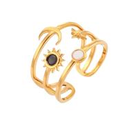Anello celeste con sole, luna e anello in opale dorato, gioielli corpo celeste, regalo di compleanno per signore, amore, uomo, donna, regalo di San Valentino, anelli uomo (a-Gold, One Size)