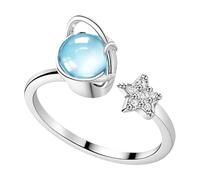 Anello celeste regolabile, gioielli con luna e stella, accessorio alla lucido con design elegante, robusto cinturino in metallo per una vestibilità comoda, ornamento da indossare tutti i giorni