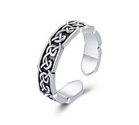 Anello celtico da uomo in argento sterling 925 Anelli aperti regolabili con nodo celtico Anelli punk vintage da donna Anello da dito Gioielli Regali di San Valentino per ragazze Donne Bambini