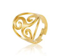 Anello celtico Triskele Anello Triquetra Triskelion Anello antico celtico a spirale Trinity Knot Anello di protezione regolabile Amuleto in acciaio inossidabile Regali per donne Natale (Stile 2-Oro)