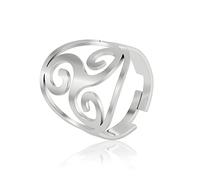 Anello Celtico Triskele Triquetra Triskelion Antico a Spirale Trinity Knot di Protezione Amuleto in Acciaio Inossidabile Regali per Donne Natale (Stile 2-Argento)