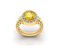 Anello certificato non riscaldato 9,25 Ratti 8,50 carati A+ qualità naturale zaffiro giallo Pukhraj gemma anello per donne e uomini S-B0BX4DB5MRNAMZ