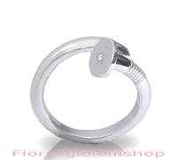Anello chiodo fisso in argento 925 rodiato bianco o brunito con diamante ct 0.01