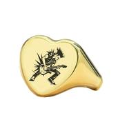 Anello chitarrista a forma di cuore | Argento sterling 925 placcato oro | Gioielli da regalo, anelli con sigillo in stile vintage, gioielli fatti a mano ipoallergenici| LK_PDR_01865_9.5