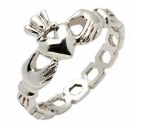 Anello Claddagh in argento sterling con maschera Lough, modello irlandese,...