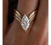 Anello classico e lucido con zircone sintetico a goccia d'acqua, un anello di fidanzamento e matrimonio da donna, un elegante accessorio per festival, banchetti, regalo di San Valentino