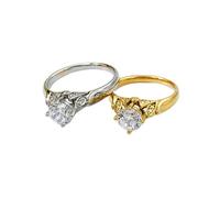 Anello classico in acciaio al titanio con quattro artigli brillante zircone anello per le donne, 6, Metallo, Zirconia cubica