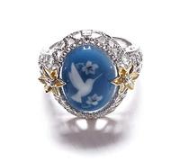 Anello Colomba della Pace Simbolo Inciso Ovale Fiore Lucido Anello Lucido per Donna Portatile e Utile Durability