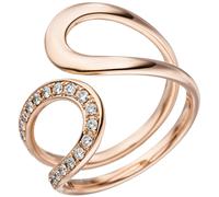 Anello Con 21 Diamanti Brillanti 2-reihig Offset 585 Oro Rosso Rotgoldring