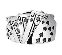 Anello con carte da poker, in metallo, con simbolo di carte da gioco, gioielli ad anelli aperti, anello a tema poker, stile vintage, con carte da gioco regolabili, gioielli per donne e uomini, Refer