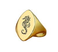 Anello con cavalluccio marino polinesiano a forma di marquise|Argento sterling 925 placcato oro | Gioielli da regalo, anelli con sigillo in stile vintage, gioielli fatti a mano | LK_PDR_01175_11