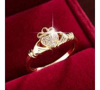 Anello con design a cuore a mano e zirconia incastonata, accessorio per anello da dito in stile di lusso, articolo di moda popolare in Europa, Stati Uniti e Giappone, minimalista ed elegante, anello d