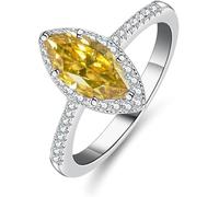 anello con diamante, 1 Anelli con moissanite da donna in argento sterling S925 taglio marquise e diamanti creati in laboratorio(Yellow,6)