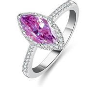 anello con diamante, 1 Anelli con moissanite da donna in argento sterling S925 taglio marquise e diamanti creati in laboratorio(Pink,7)