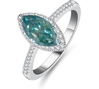 anello con diamante, 1 Anelli con moissanite da donna in argento sterling S925 taglio marquise e diamanti creati in laboratorio(Green,7)
