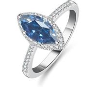 anello con diamante, 1 Anelli con moissanite da donna in argento sterling S925 taglio marquise e diamanti creati in laboratorio(Blue,5)