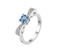 anello con diamante, Anelli con diamanti Moissanite blu for donne in argento sterling S925 taglio rotondo da 0,5 ct Colore D VVS1 nuziali di fidanzamento certificato(5)