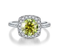 anello con diamante, Anelli di Moissanite da 2 ct diamanti colore D VVS1 nozze in argento sterling 925 fidanzamento con promessa anniversario for le donne certificato(Green,6)