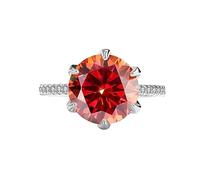 anello con diamante, Anelli di moissanite rosso/verde/rosa da 5 ct for donne diamanti VVS1 colore D S925 fidanzamento in argento sterling for con certificato(Red,6)