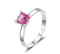 anello con diamante, Anello con diamante bianco/verde/rosa da 2 ct taglio principessa D colore VVS1 di fidanzamento moissanite for anniversario, promessa matrimonio, for donne, certificato(Pink,8)