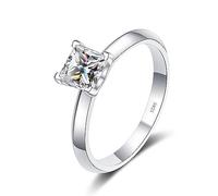 anello con diamante, Anello con diamante bianco/verde/rosa da 2 ct taglio principessa D colore VVS1 di fidanzamento moissanite for anniversario, promessa matrimonio, for donne, certificato(White,9)